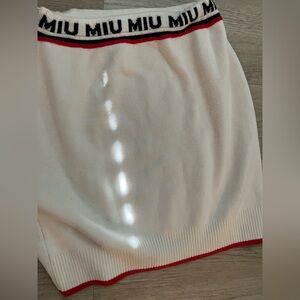 Pre Owned Miu Logo Band Jacquard Knitted Skirt